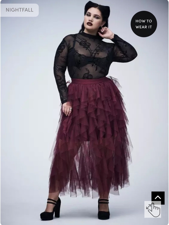 Torrid Curve Dresses & Skirts - Nightfall Ruffled Tulle Maxi Skirt in Deep Burgundy